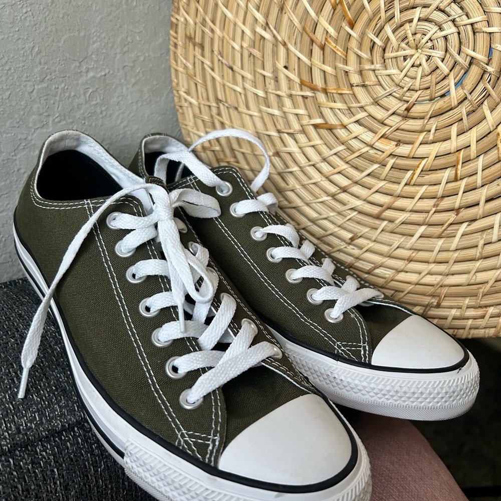 Converse Green and White Canvas Sneakers